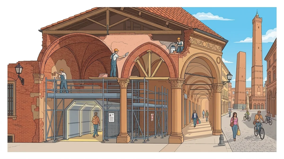 Spaccato architettonico cantiere opere edili e consolidamento strutturale a Bologna