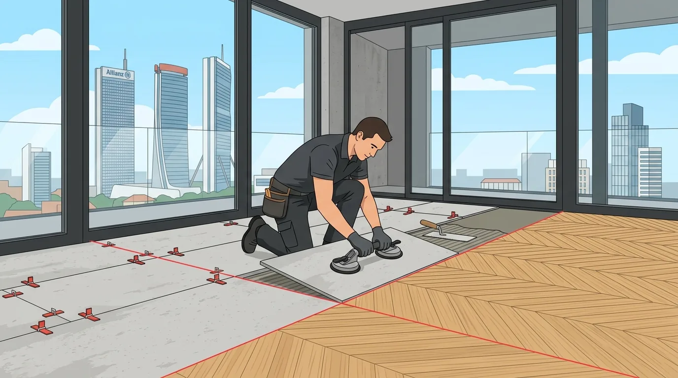 Disegno stilizzato posa parquet e superfici di pregio architettonico a Milano