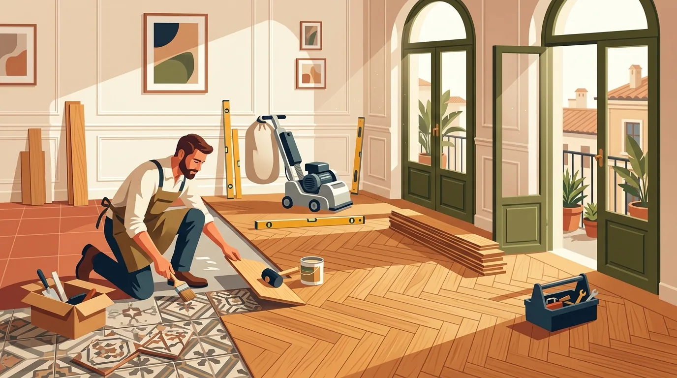 Spaccato architettonico posa pavimenti e restauro parquet d'epoca a Roma
